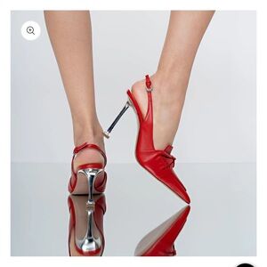 SCHUTZ Fiorella Red Slingback Leather Pump (9.5)